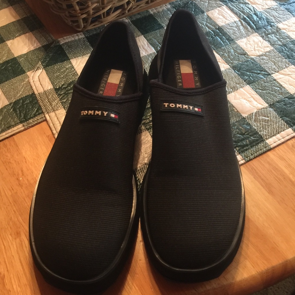 Tommy Hilfiger Black Slip-On Stretch Shoes